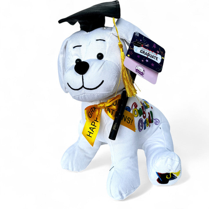 Congrats Grad Dog Plush with Autograph Marker