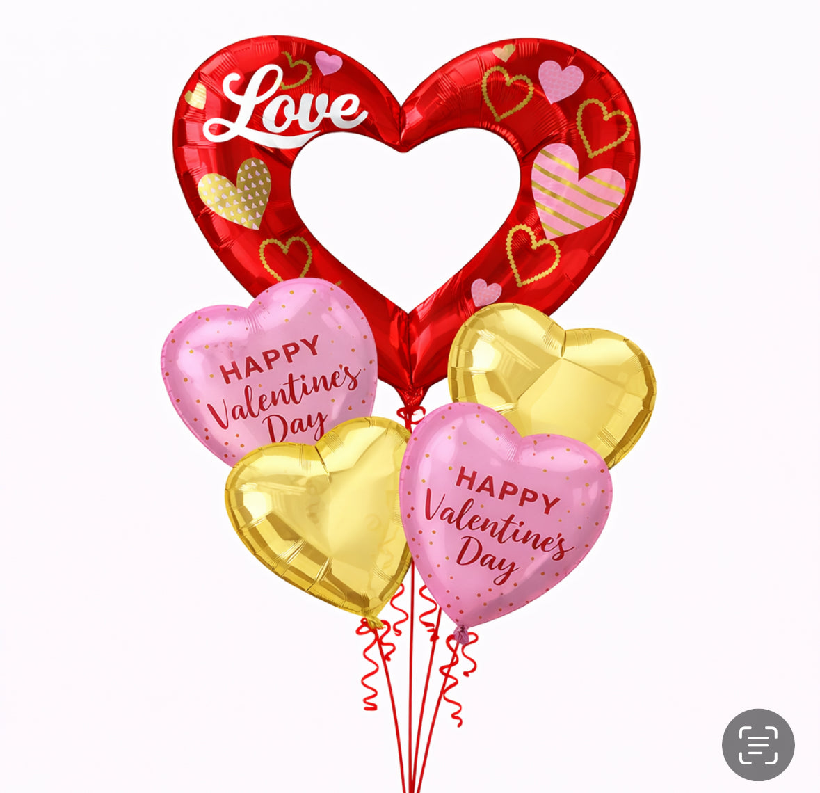 Red Open Heart Pink Gold Valentines Bouquet