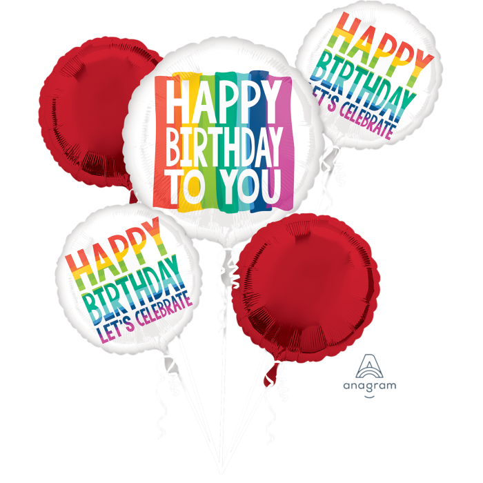 Rainbow Party Balloon Bouquet 5pcs Available Inflated For Local Pickup