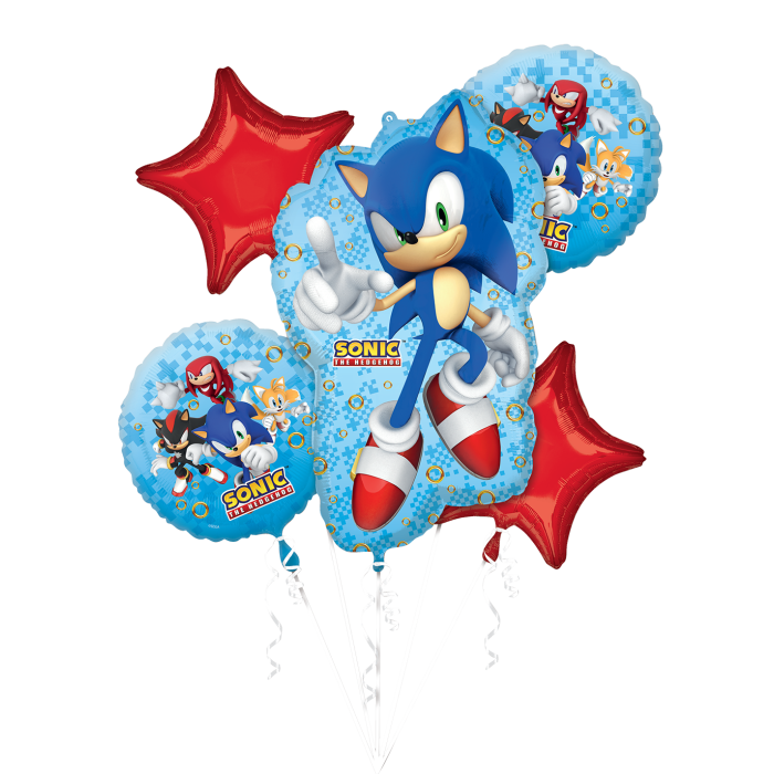 Sonic Balloon Bouquet 5pcs Inflated