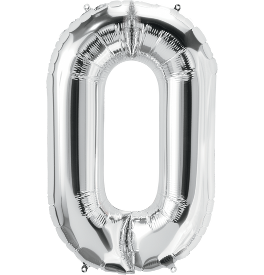 Silver Number Balloon Jumbo 34" vt1