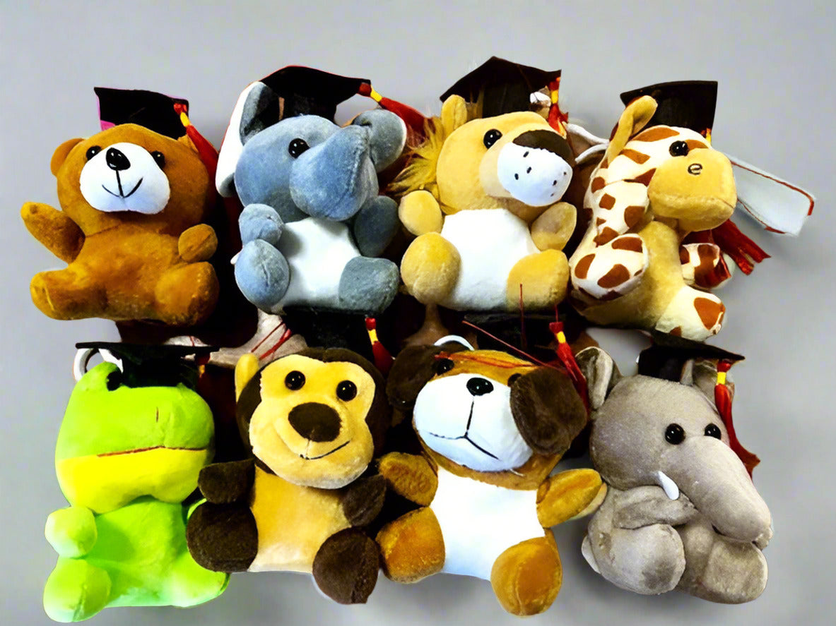 Graduation Small Plush Toys with Hooks Wholesale Dozen 12ct