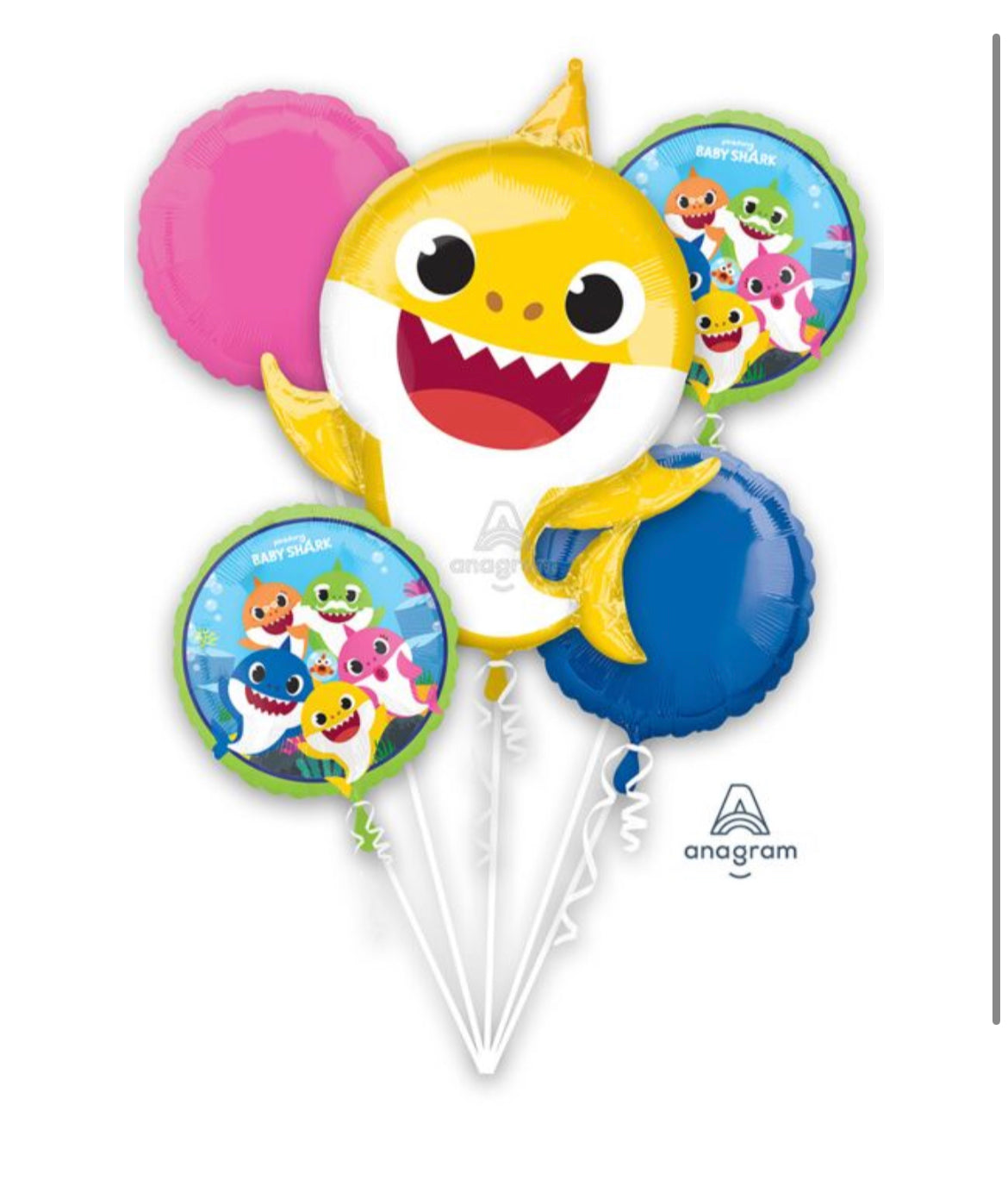 Baby Shark Balloons Bouquet 5 Pieces (No Inflation)