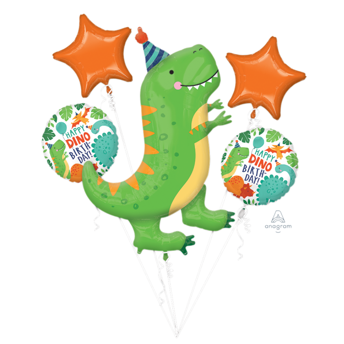 Dinomite Dinosaur Party Bouquet Balloon 5pcs Available Inflated For Local Pickup