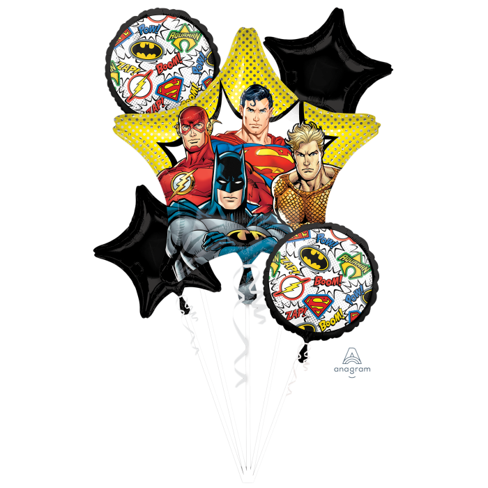 Justice League Balloon Bouquet 5pcs Available Inflated For Local Pickup