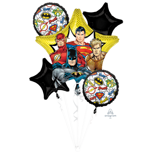 Justice League Balloon Bouquet 5pcs Available Inflated For Local Pickup