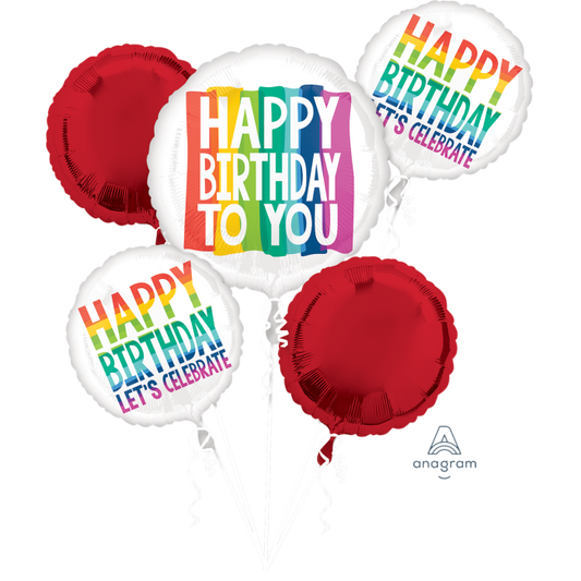 Rainbow Party Balloon Bouquet 5pcs Available Inflated For Local Pickup