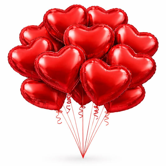 11" Red Heart Foil Balloons – 1ct,12,24 or 50 Count (INFLATED ONLY) PICKUP ONLY