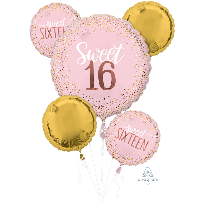 Sweet 16 Sixteen Balloon Bouquet 5pcs Available Inflated Local Pick Up
