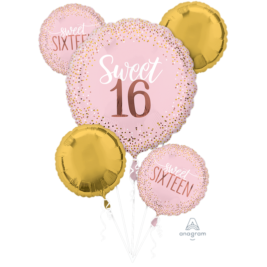 Sweet 16 Sixteen Balloon Bouquet 5pcs Available Inflated Local Pick Up